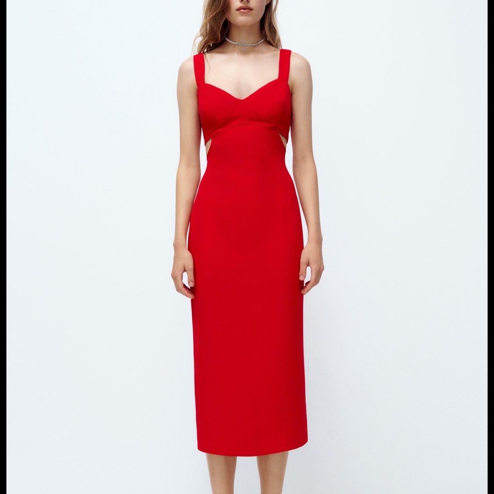 Zara NWT red strappy cutout dress